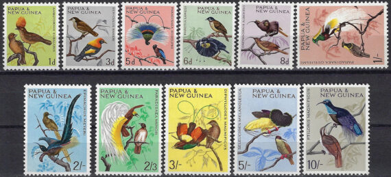 1964-65 Papua e Nuova Guinea birds 11v. MNH SG. n. 61/71