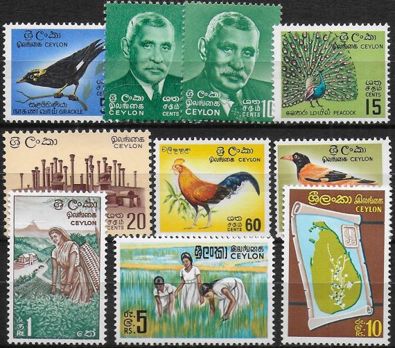 1964-72 Ceylon Pictorial 10v. MNH SG n. 485/500