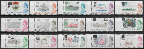 1966 Bahamas decimal currency 15v. MNH SG n. 273/87