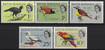 1966 British Honduras birds 5v. overprinted MNH SG n. 230/34