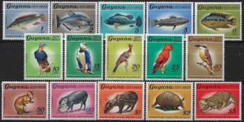 1968 Guyana wildlife 15v. MNH SG n. 448/62