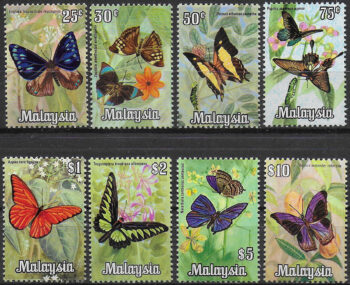 1970 Malaysia butterflies 8v. MNH SG n. 64/71