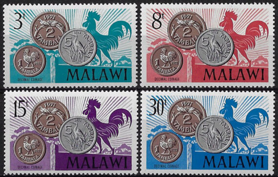 1971 Malawi decimal coinage 4v. MNH SG n. 370/73