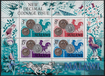 1971 Malawi decimal coinage mini-sheet 4v. MNH SG. n. MS 374