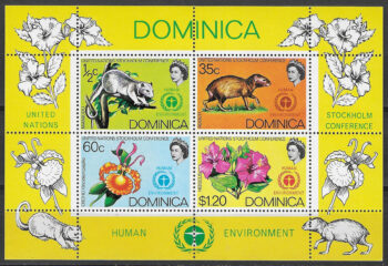 1972 Dominica flora and fauna mini-sheet 4v. MNH SG. n. MS 356