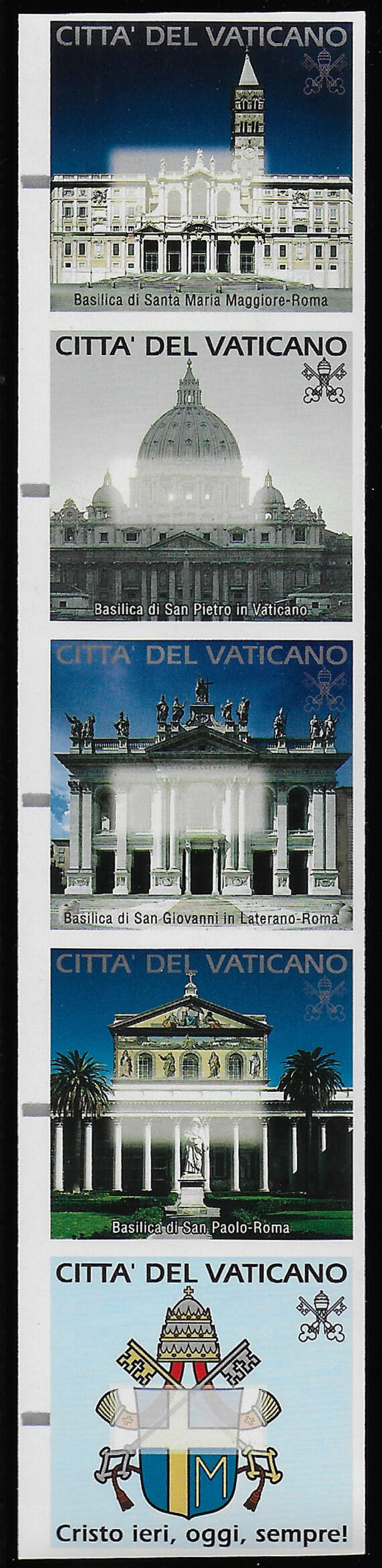 2000 Vaticano automatic in strips of 5 variety MNH Sassone n. 1/5