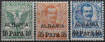 1902 Levante Uffici Albania 3v. MNH Sassone n. 1/3