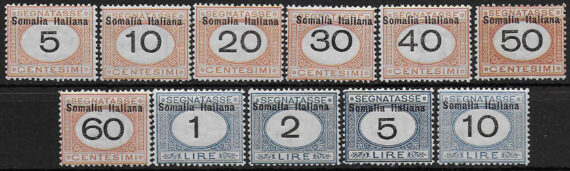 1926 Somalia segnatasse 11v. bc MNH Sassone n. 41/51