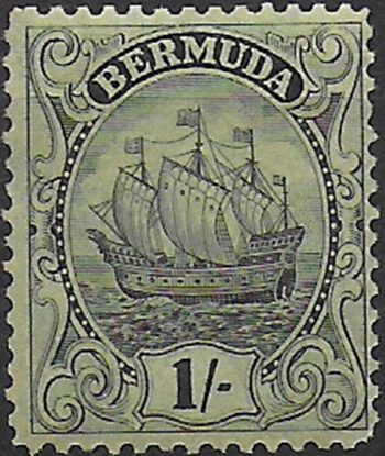1934 Bermuda 1s. brownish black yellow green MNH SG n. 87a