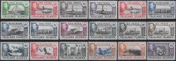 1938-50 Falkland Islands George VI 18v. MNH SG n. 146/63