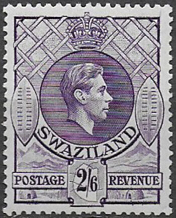 1943 Swaziland Giorgio VI 2/6s. violet 1v. MNH SG. n. 36a
