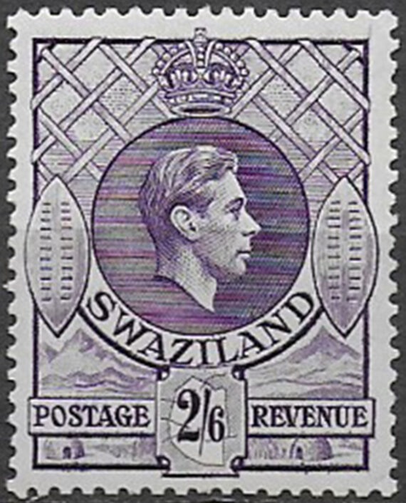 1943 Swaziland Giorgio VI 2/6s. violet 1v. MNH SG. n. 36a