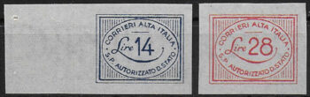 1945 Luogotenenza CORALIT Cifra 2v. with watermark MNH Sassone n. 1a/2a