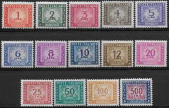1947-54 Italia segnatasse 14v. MNH Sassone n. 97/110