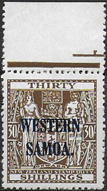 1948 Samoa 30s. brown fiscal stamp MNH SG n. 211