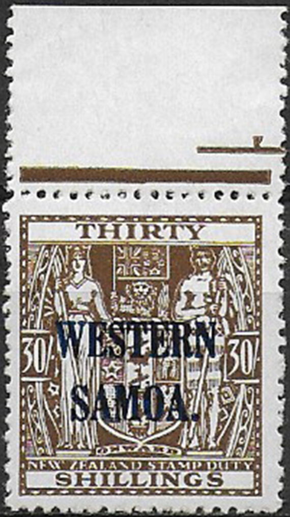 1948 Samoa 30s. brown fiscal stamp MNH SG n. 211