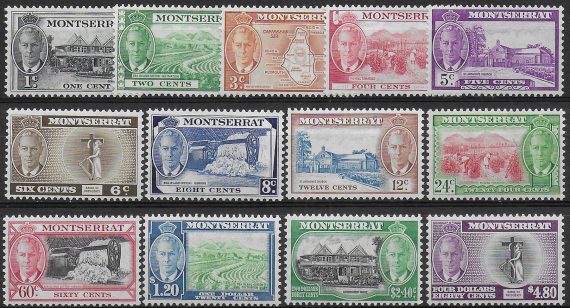 1951 Montserrat George VI 13v. MNH SG n. 123/35