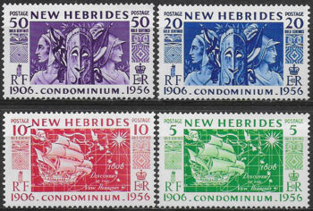 1956 New Hebrides 50th Anniversary of Condominium 4v. MNH SG n. 80/83