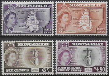 1958 Montserrat Elisabetta II 4v. Bardge of the Colony MNH SG n. 136b/149a