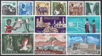 1962 Uganda Independence 12v. MNH SG. n. 99/110