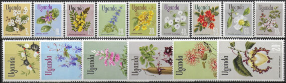 1969 Uganda flowers 15v. MNH SG n. 131a/145