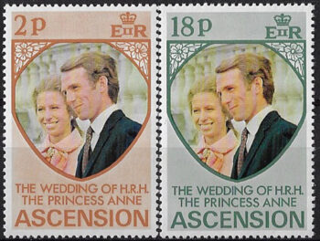 1973 Ascension royal wedding 2v. MNH SG n. 178/79