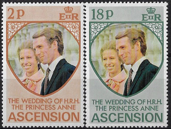 1973 Ascension royal wedding 2v. MNH SG n. 178/79