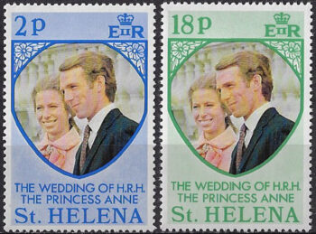1973 St Helena royal wedding 2v. MNH SG n. 295/96