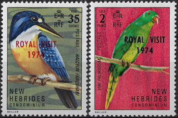 1974 New Hebrides Royal visit 2v. MNH YT n. 388/89