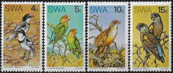 1974 South West Africa rare birds 4v. MNH SG n. 260/63