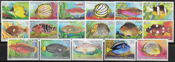 1979 Cocos Islands fish 17v. MNH SG n. 34/47