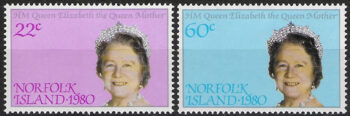 1980 Norfolk Island 80th of the Queen Mother 2v. MNH SG n. 252/53