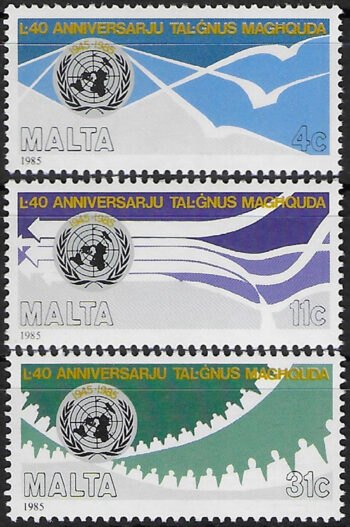 1985 Malta ONU 3v. MNH SG n. 264/66