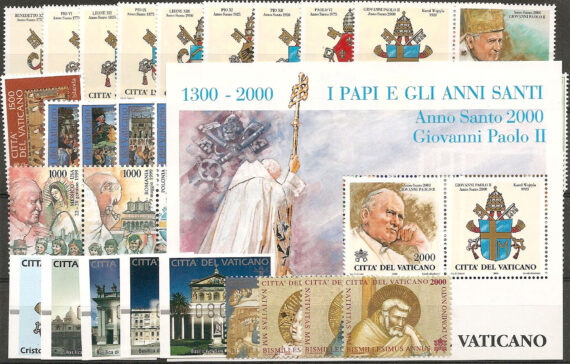 2000 Vaticano annata completa 38v+1MS+1 booklet MNH