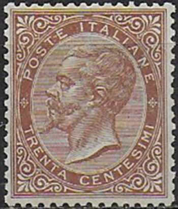 1863-65 Italia VE II 30c. chiaro Torino bc MNH Sassone n. T19a