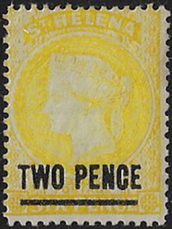 1868 St Helena Vittoria 2d. yellow MLH SG. n. 9