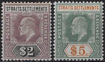 1899-1902 Malaysia Straits Settlements 2$+$5 MH SG n. 121/22