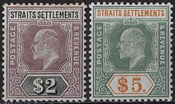 1899-1902 Malaysia Straits Settlements 2$+$5 MH SG n. 121/22