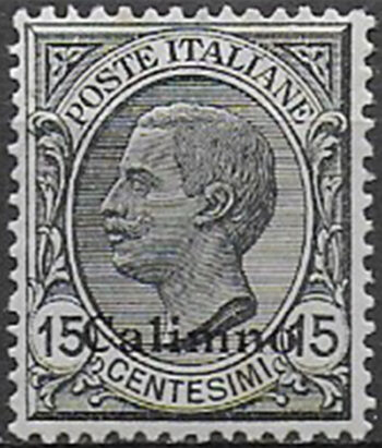 1921-22 Egeo Calino Island 15c. grey bc MNH Sassone n. 10