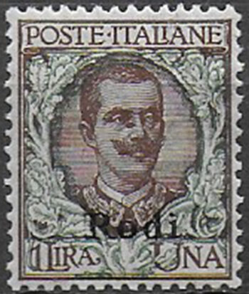 1922-23 Egeo Rodi Lire 1 bc MNH Sassone n. 14