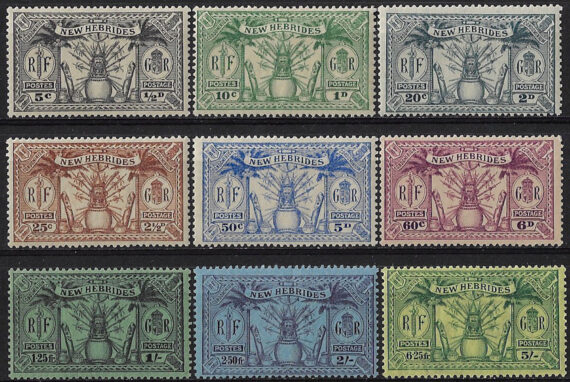 1925 New Hebrides Totem 9v. MNH SG n. 43/51