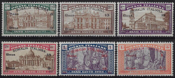 1925 Somalia Anno Santo 6v. bc MNH Sassone n. 61/66