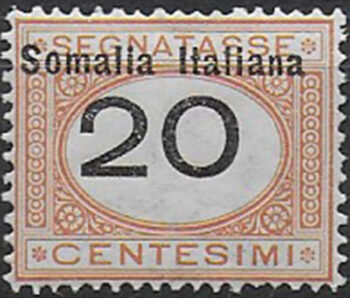 1926 Somalia segnatasse 20c. variety MNH Sassone n. 43b