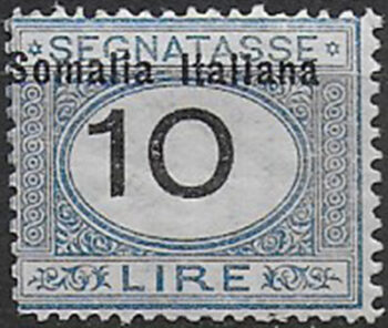 1926 Somalia segnatasse Lire 10 variety MNH Sassone n. 51b