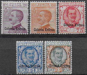 1928-29 Eritrea VE III 5v. overprinted bc MNH Sassone n. 123/27