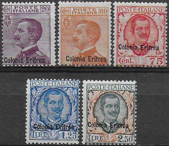 1928-29 Eritrea VE III 5v. overprinted mc MNH Sassone n. 123/27