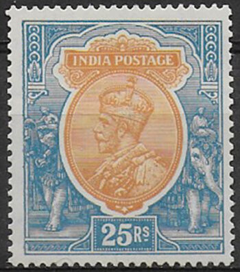 1928 India Giorgio V 25r. orange and blue MNH SG n. 219w