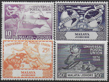 1949 Johore UPU 75th Anniversary 4v. MNH SG n. 148/51