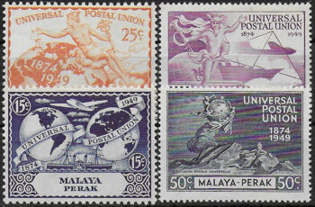 1949 Perak UPU 75th Anniversary 4v. MNH SG. n. 124/27