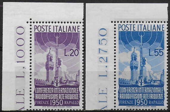 1950 Italia Radiodiffusione 2v. afc MNH Sassone n. 623/24